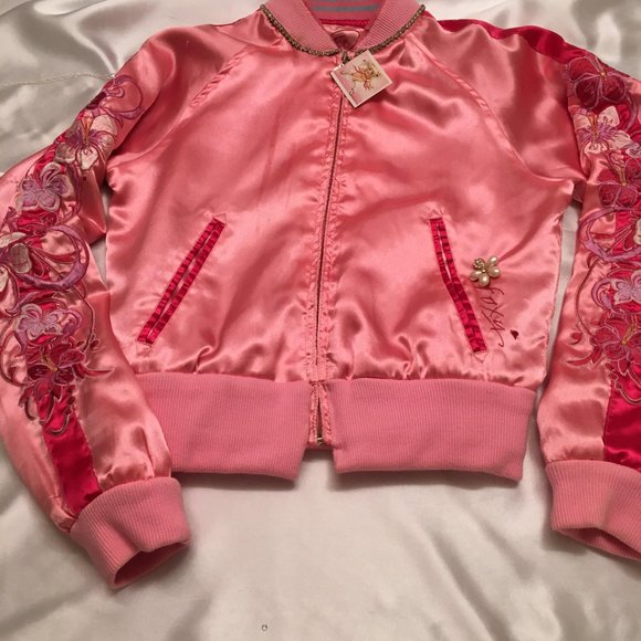 GORGEOUS vintage Y2K satin jacket with custom hello kitty /crystal details - Picture 9 of 11